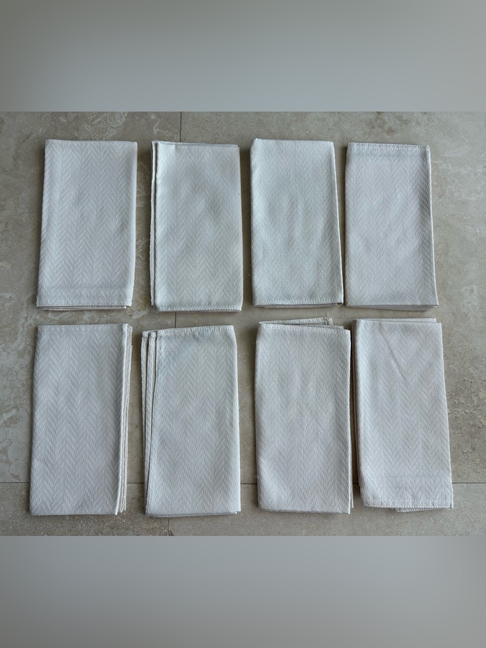 Ralph Lauren Set of Ivory Herringbone Cloth Napkins - 8 Pack